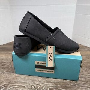 Toms Loafer Shoes Women 6.5 Black Distressed Color Alpargata NIB NWT Minimalist